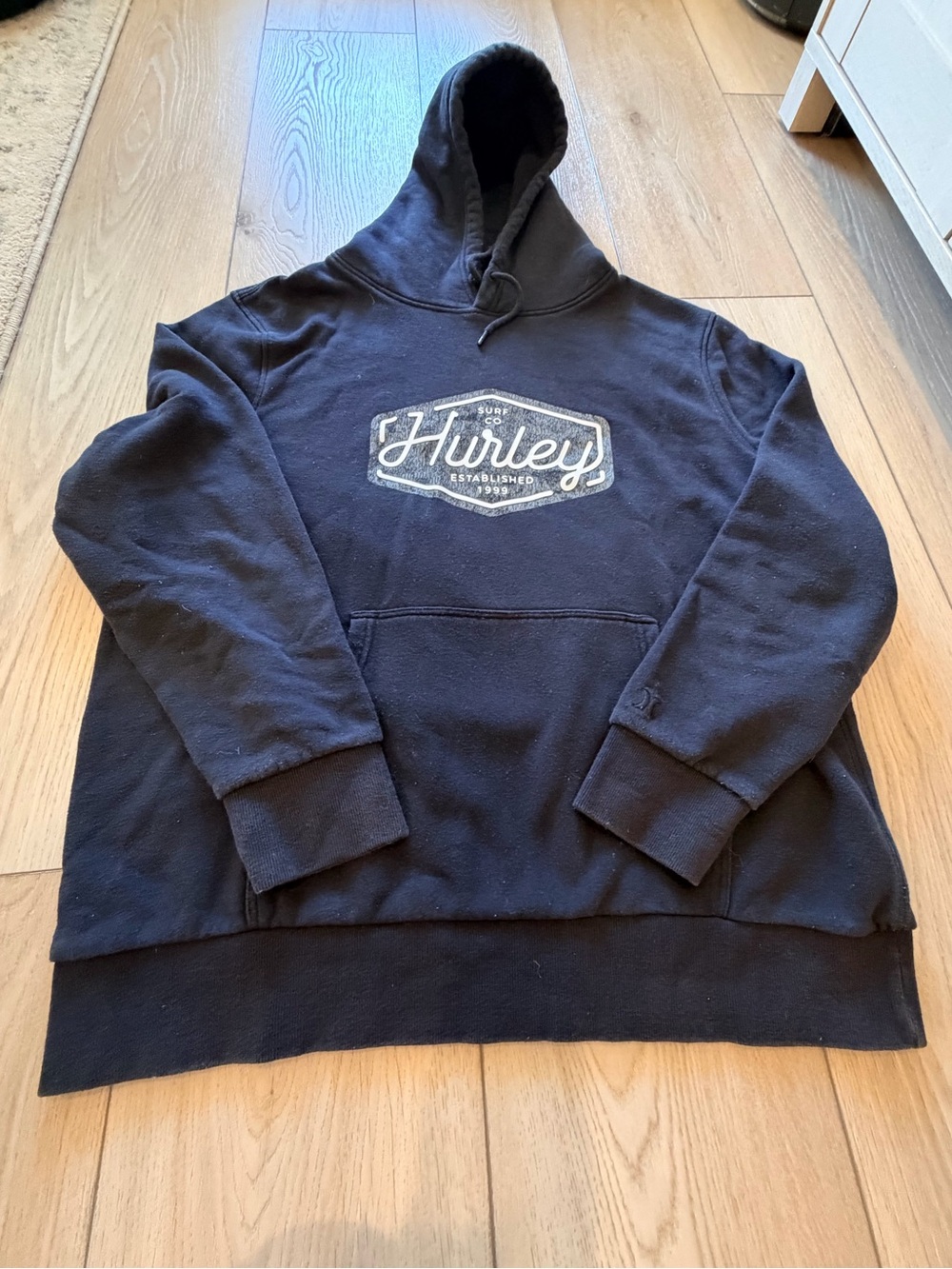 Hurley Black Pullover Hoodie with White Logo